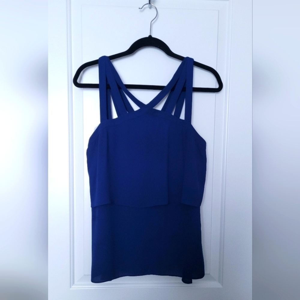 BCBGMAXAZRIA Women's Juliya Tiered Strappy Tank Top Blouse Purple Size Small